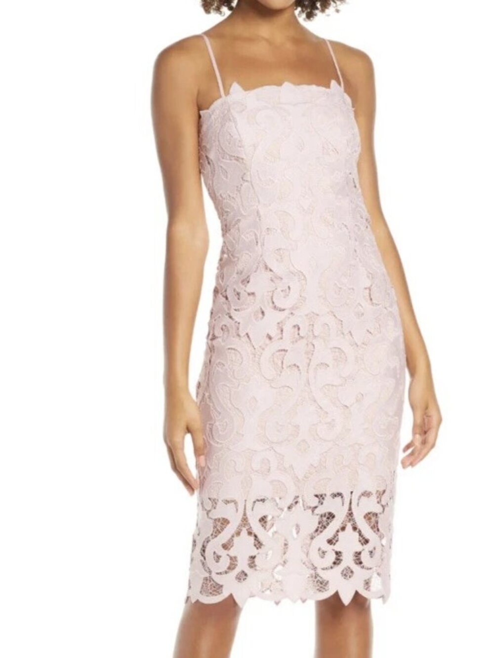 BARDOT Lina Dusty Pink Lace Sheath Dress 8